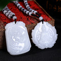 Ethnic Style Imitation Jade Pixiu Peace Buckle Long Sweater Chain, Versatile Clothing Pendant, Vintage Jade Necklace for Men & Women
