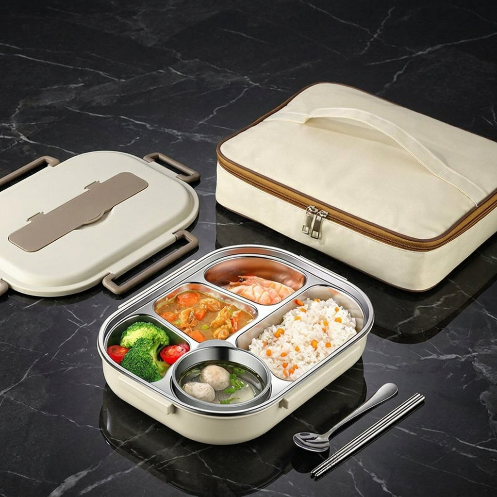 Food Grade Insulated 304 Steel Square Microwave Bento Box