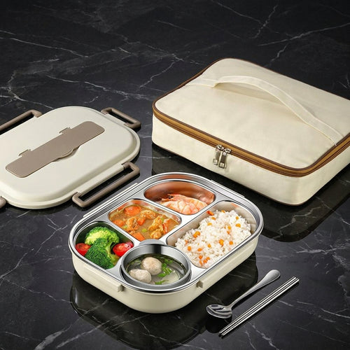 Food Grade Insulated 304 Steel Square Microwave Bento Box